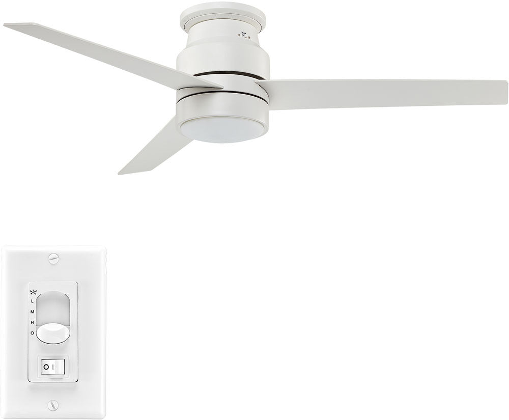 Carro USA VWGA-523B-L12-W1-1 52" Lamont 3-Blade Flash Mount Ceiling Fan with LED Light & Pull Chain - Fixture Finish: White - Blade Finish: White