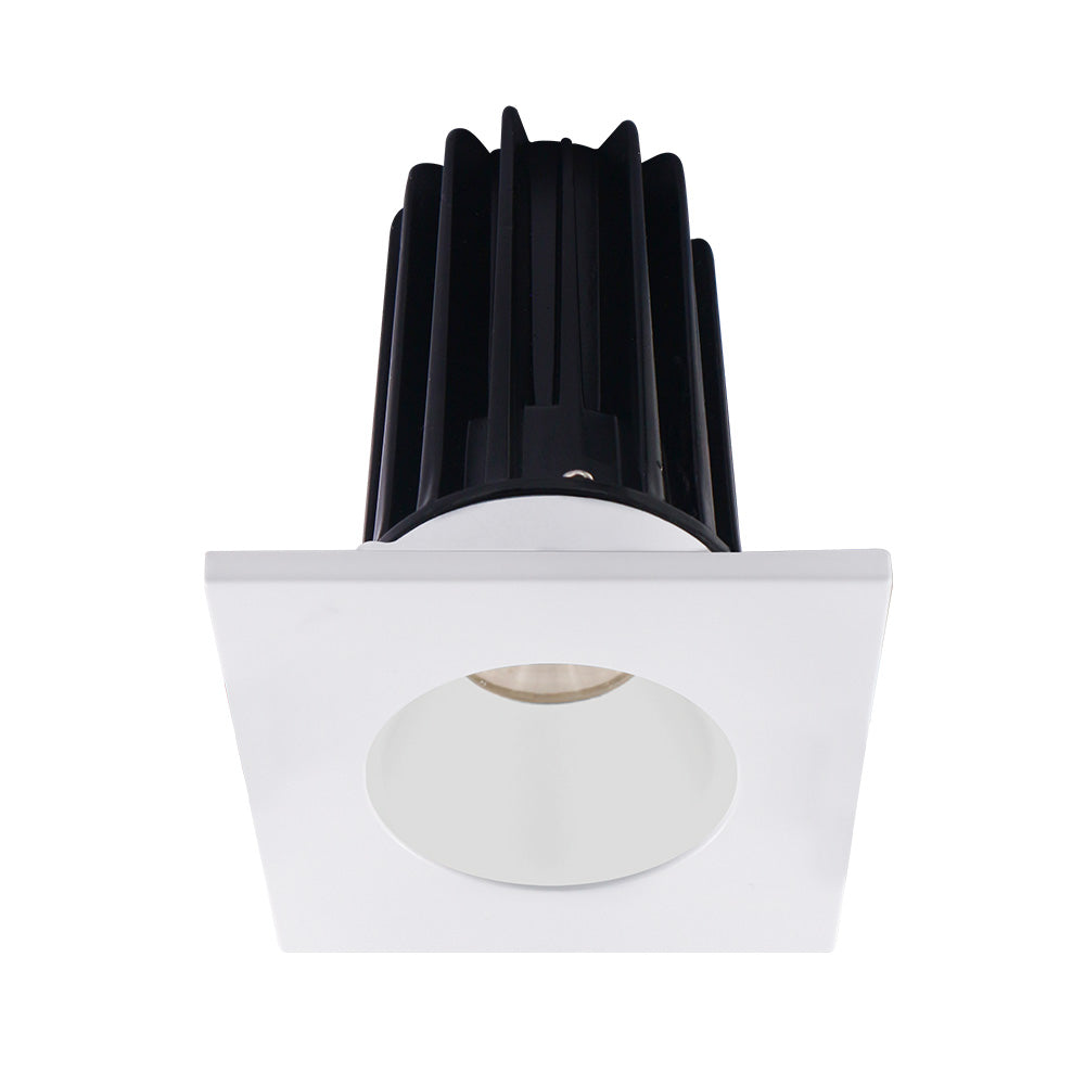 Lotus LED Lights LED-2-S15W-3018K-2RRWH-2STWH-60D 2" High Output Designer Series LED Recessed Downlight - 15W - 120V - 800 Lumens - Dim to Warm 3000-1800K CCT - 60° Beam Angle With White Reflector - Square White Trim