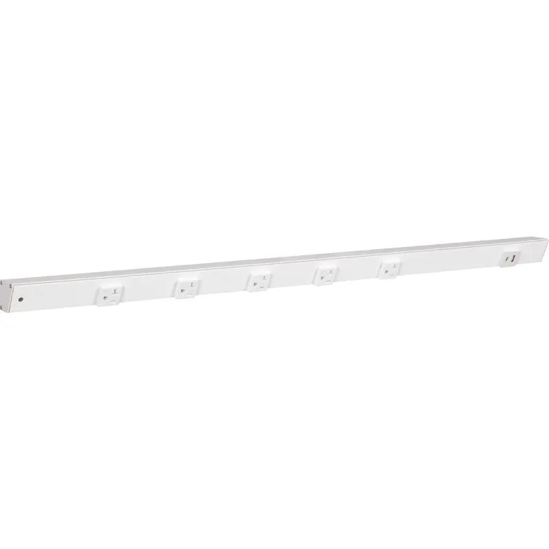 Task Lighting APTUR36-6WWT 36" Slim Angled Power Strip - Left Wire Entry - 5 White Receptacle - Right Side USB-A/C - 120V - Finish: White
