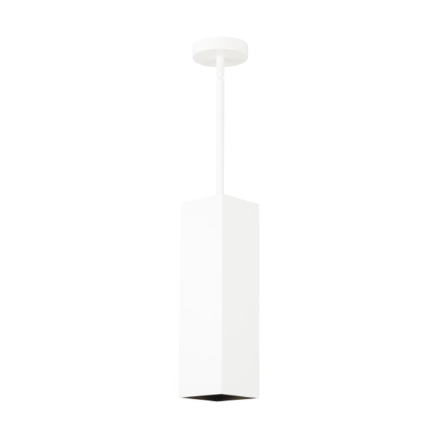 Visual Comfort Architectural 700TDEXOP181260WB-LED927 Exo 5" LED Pendant Light - Stem Length: 12"- CCT 2700K- Shade: Matte White - Trim: Black - Beam Angle: 60°