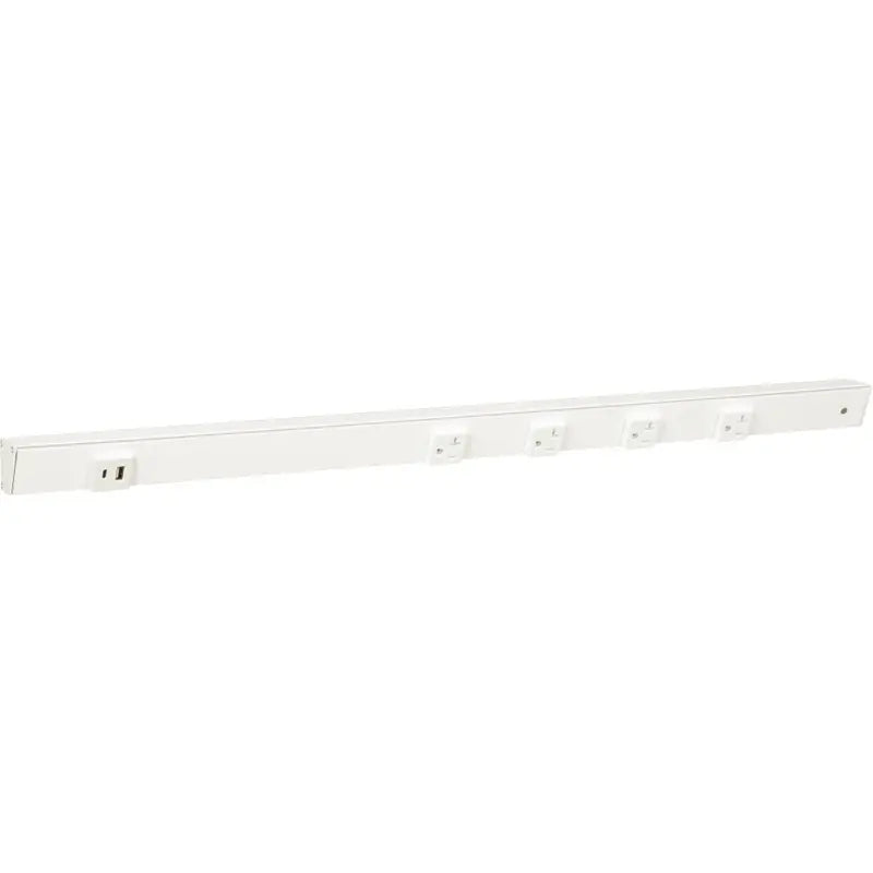 Task Lighting APTUL30-5WWT 30" Slim Angled Power Strip - Right Wire Entry - 4 White Receptacle - Left Side USB-A/C - 120V - Finish: White