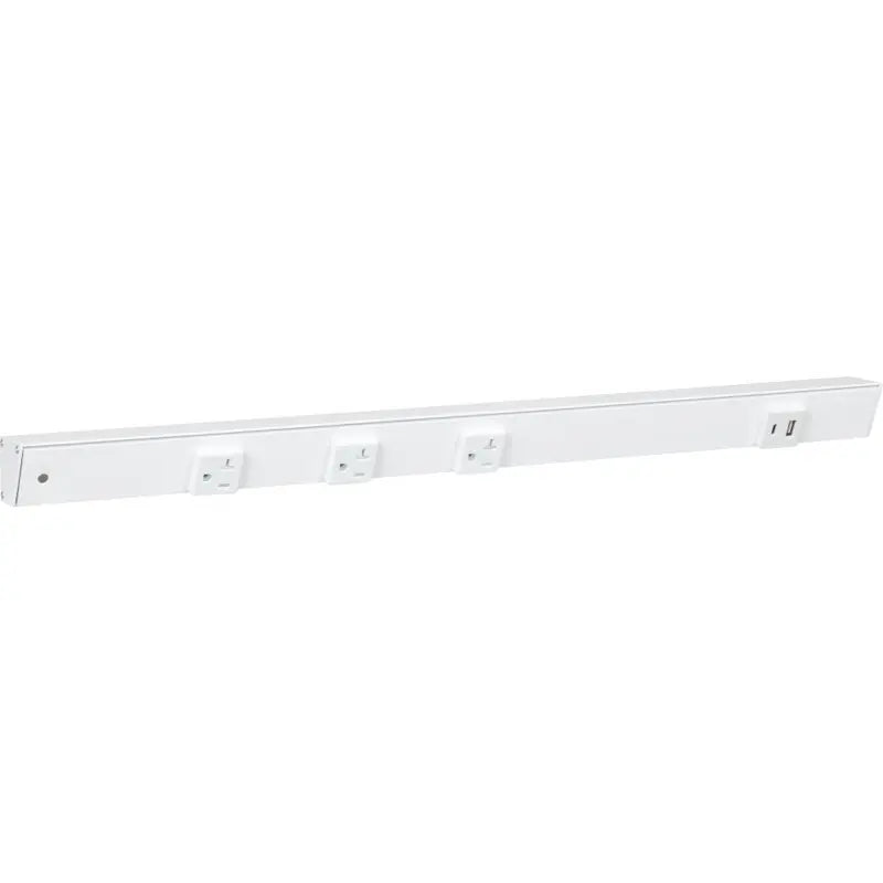 Task Lighting APTUR24-4WWT 24" Slim Angled Power Strip - Left Wire Entry - 3 White Receptacle - Right Side USB-A/C - 120V - Finish: White