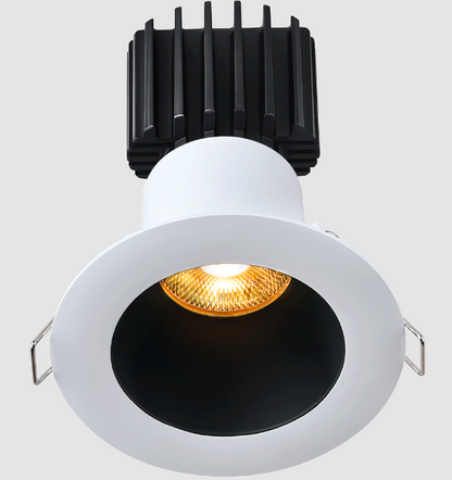 Lotus LED Lights L3F-RDW-WB-RS36-1895 Tangra 3″ Round Flush Downlight – Dim-to-Warm (3000K→1800K) – 20° Beam – White/Black Duo Trim – Semi-Frosted Glass Reflector – CRI 95