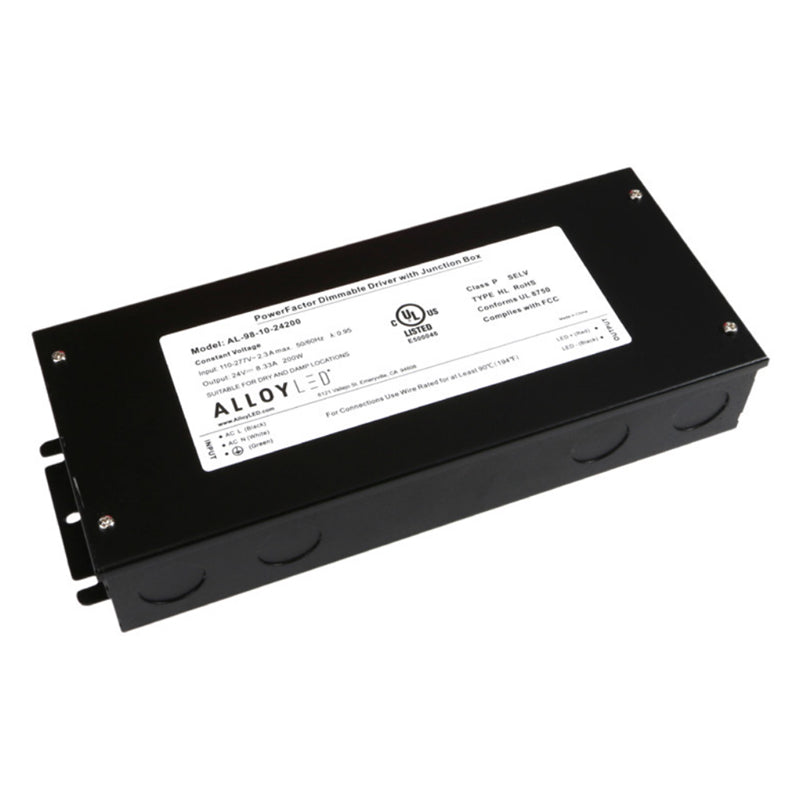 Alloy LED AL-98-10-24200-10 PowerFactor Dimmable Driver - UL Listed NEMA 4X Junction Box - 24V - 200W - Pack of 10