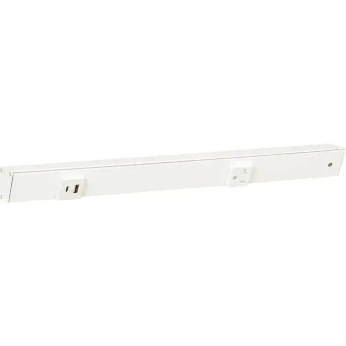 Task Lighting APTUL18-2WWT 18" Slim Angled Power Strip - Right Wire Entry - 1 White Receptacle - Left Side USB-A/C - 120V - Finish: White