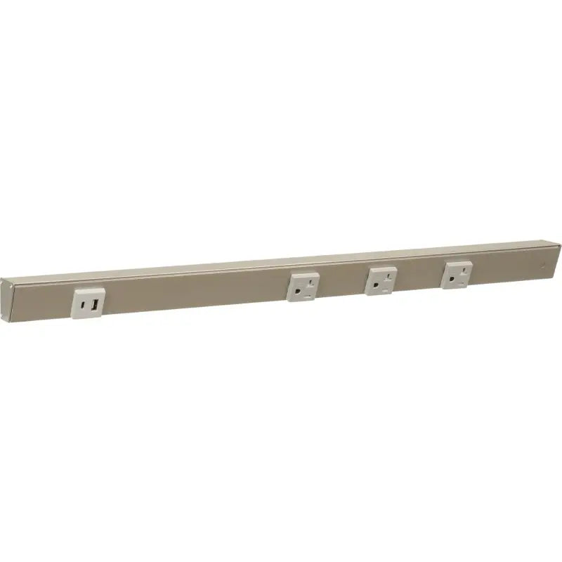 Task Lighting APTUL24-4GSN 24" Slim Angled Power Strip - Right Wire Entry - 3 Grey Receptacle - Left Side USB-A/C - 120V - Finish: Satin Nickel