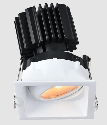Lotus LED Lights L3G-SRT-WH-RC20-4C90 Tangra 3″ Gimbal Square Recessed Thin White Trim, Reflector Clear Glass, Beam Angle 20°, 4CCT+DTW 35K to 27K, CRI90