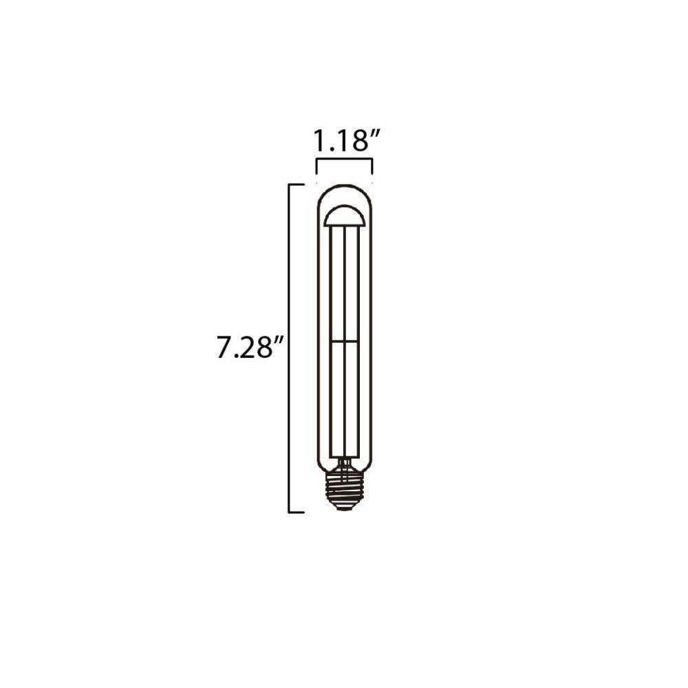 Maxim Lighting BL6E26T10CL120V27 LED T10 Replacement Bulb Dimension Diagram - 7.28 inch Length 1.18 inch Width
