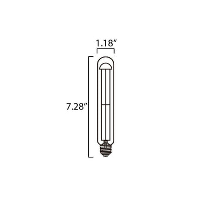 Maxim Lighting BL6E26T10CL120V27 LED T10 Replacement Bulb Dimension Diagram - 7.28 inch Length 1.18 inch Width