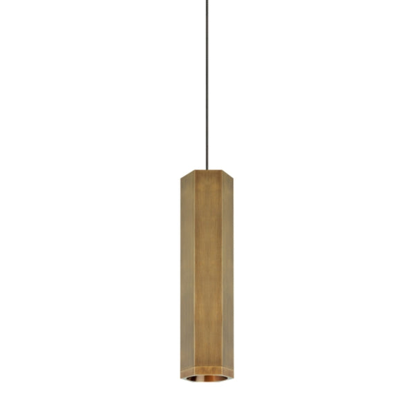 Visual Comfort Architectural 700MOBLKSRR-LED930 Blok Small Monorail Pendant - Aged Brass - Steel Shade - 8W 3000K - 485 Lumens - CRI 90 - Dimmable