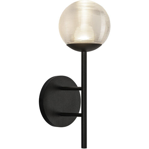 Kuzco Lighting EW78513-BK/CR Claremont LED 13 inch Black Outdoor Wall Light in Clear Ribbed Glass