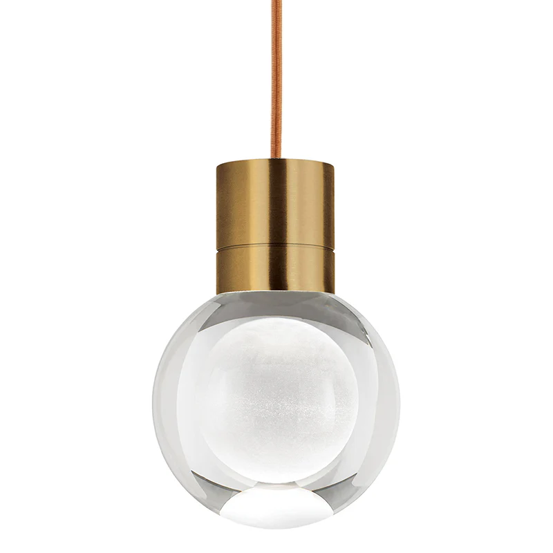 Visual Comfort Modern 700TDMINAP1CRNB-LED922 Mina 5" 9W 2200K LED Pendant Red Cord Natural Brass Finish
