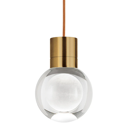 Visual Comfort Modern 700TDMINAP1CRNB-LED922 Mina 5" 9W 2200K LED Pendant Red Cord Natural Brass Finish