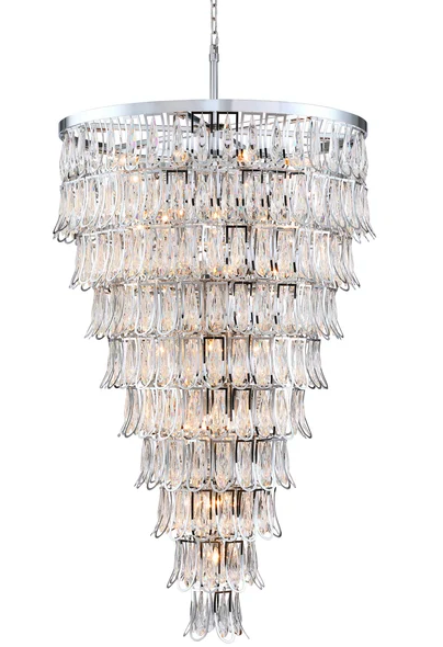 SDQ Lighting PD37745CH Queue de Faisan 35" LED Chandelier Light, Wattage 1800W, Chrome  / Clear Crystal Finish