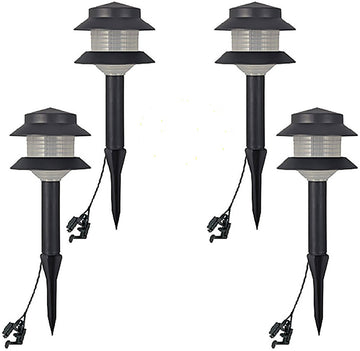 Cyber Tech Lighting LS3PSP-12V-BL4PK LED Wired Pagoda Landscape Light, Black, Voltage 12V, Wattage 3W, Color Temperature 3000K - 4 Pack