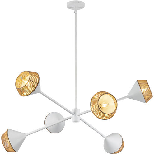 Alora Mood CH633638WHBR Daphne 6 Light 37.5 inch White and Brown Cotton Rope Chandelier Ceiling Light