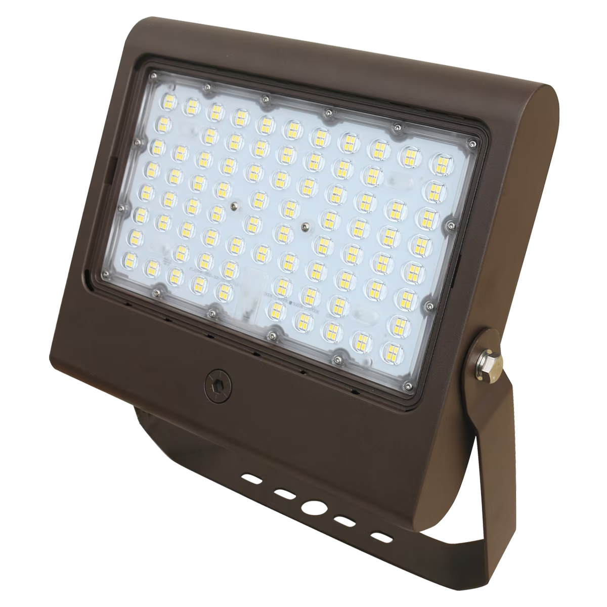 Eiko BOX1/PS150/750/VD/BZ Flood Light 150/100/80/50W 70CRI 5000K 277-480V 0-10V DIM Yoke 7-Pin NEMA Short Cap Bronze