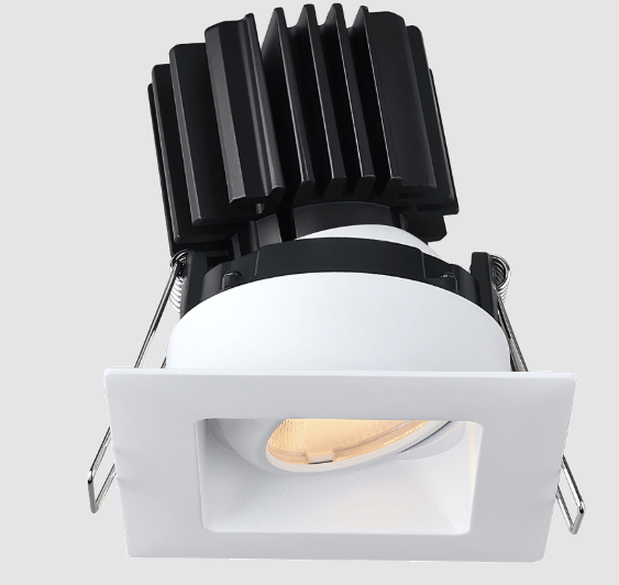 Lotus LED Lights L3G‑SRT‑WH‑LW50‑5C95 Tangra 3" Gimbal Square Recessed Trim – 5CCT – 50° Beam – White Trim – White Lens Reflector – CRI95
