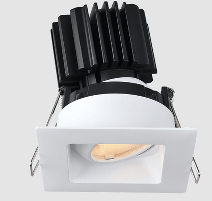 Lotus LED Lights L3G‑SRT‑WH‑LW50‑5C95 Tangra 3" Gimbal Square Recessed Trim – 5CCT – 50° Beam – White Trim – White Lens Reflector – CRI95