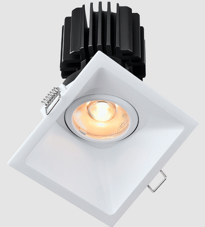 Lotus LED Lights L3G-SST-WH-RS36-1895 Tangra 3″ Gimbal Square Sloped Thin White Trim Reflector, Semi-frosted Glass, Beam Angle 36°, DTW 30K to 18K, CRI95