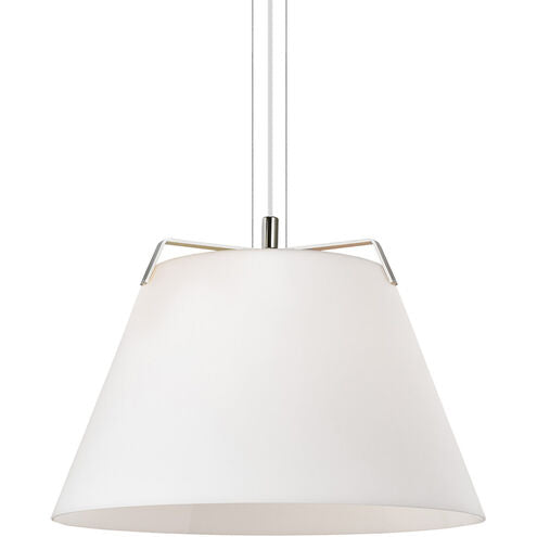 Visual Comfort Architectural 700TDDEVPWNW Modern Sean Lavin Devin 1-lt 19" Incandescent Pendant Ceiling Light - Voltage 120V - Color White - Finish Polished Nickel