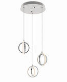 AFX Lighting LCKP09L30D1SNRND3 Lock 23 Inch LED Multi-Port Round Pendant In Satin Nickel With White Acrylic Diffuser