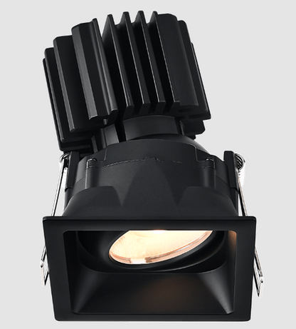 Lotus LED Lights L3G-SRT-BK-RC20-4C90 Tangra 3″ Gimbal Square Recessed Thin Black Trim, Reflector Clear Glass, Beam Angle 20°, 4CCT+DTW 35K to 27K, CRI90