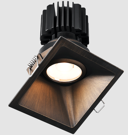 Lotus LED Lights L3G-SST-BR-LB36-1895 Tangra 3″ Gimbal Square Sloped Thin Bronze Trim, Lens Black, Beam Angle 36°, DTW 30K to 18K, CRI95