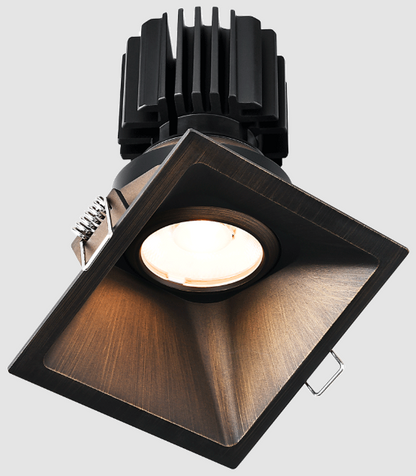 Lotus LED Lights L3G-SST-BR-RS36-5C95 Tangra 3″ Gimbal Square Sloped Thin Bronze Trim, Reflector Semi Frosted Glass, Beam Angle 36°, Multi-Color Temperature, CRI95