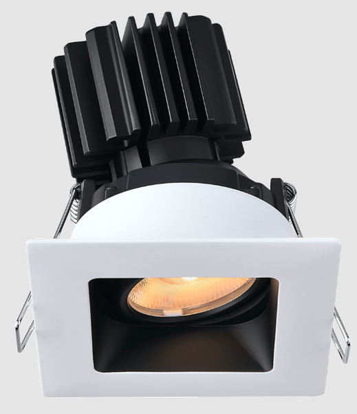 Lotus LED Lights L3G-SRW-WB-LB36-4C90 Tangra 3" Gimbal Square Recessed Wide Trim – 4CCT – 36° Beam – White/Black Duo Trim – Black Lens Reflector – CRI90