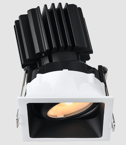 Lotus LED Lights L3G-SRT-WB-RS20-3K95 Tangra 3″ Gimbal Square Recessed Trim – CCT 3000K – 20° Beam – White/Black Duo Trim – Semi-Frosted Glass Reflector – CRI 95
