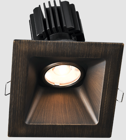 Lotus LED Lights L3G-SSW-BR-RF50-4C90 Tangra 3″ Gimbal Square Sloped Wide Bronze Trim, Reflector Frosted Glass, Beam Angle 50°, 4CCT+DTW 35K to 27K, CRI90