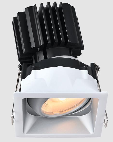 Lotus LED Lights L3G‑SRT‑AZ‑RC20‑5C98 Tangra 3" Gimbal Square Recessed Trim – 5CCT – 20° Beam – Alzak Trim – Clear Glass Reflector – CRI 98