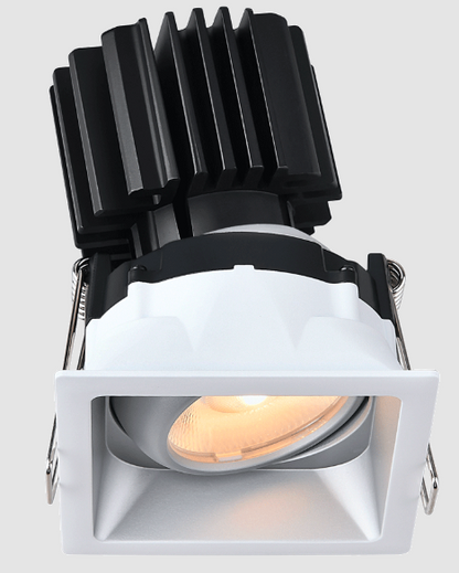Lotus LED Lights L3G‑SRT‑AZ‑RC20‑5C98 Tangra 3" Gimbal Square Recessed Trim – 5CCT – 20° Beam – Alzak Trim – Clear Glass Reflector – CRI 98