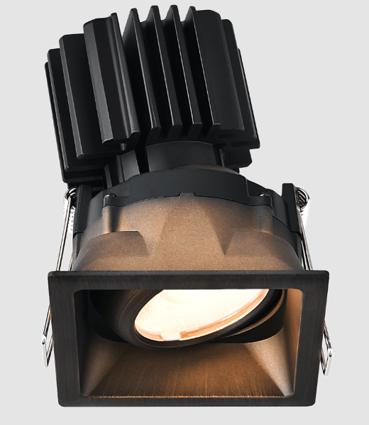 Lotus LED Lights L3G-SRT-BR-LB36-5C95 Tangra 3″ Gimbal Square Recessed Thin Bronze Trim, Lens Black, Beam Angle 36°, Multi-Color Temperature, CRI95