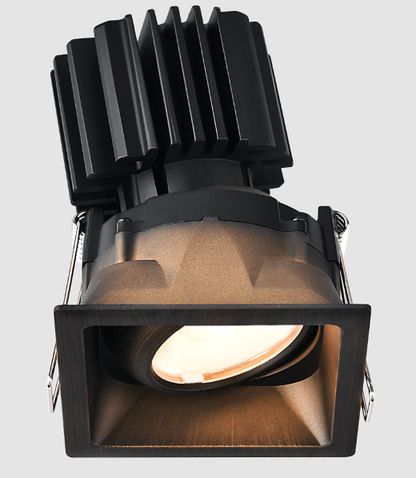 Lotus LED Lights L3G-SRT-BR-LB36-5C95 Tangra 3″ Gimbal Square Recessed Thin Bronze Trim, Lens Black, Beam Angle 36°, Multi-Color Temperature, CRI95