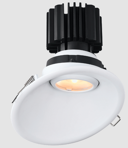 Lotus LED Lights L3G-RST-WH-RS36-4C90 Tangra 3" Gimbal Round Recessed Standard Trim – 4CCT – 36° Beam – White Trim – Semi-Frosted Glass Reflector – CRI90