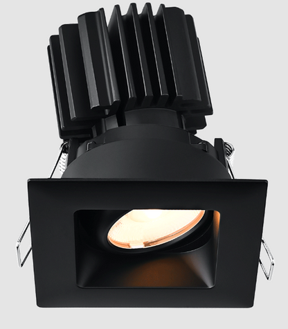 Lotus LED Lights L3G-SRW-BK-RC20-4C90 Tangra 3″ Gimbal Square Recessed Wide Black Trim, Reflector Clear Glass, Beam Angle 20°, Color Temperature 4CCT+DTW 35K to 27K, CRI90