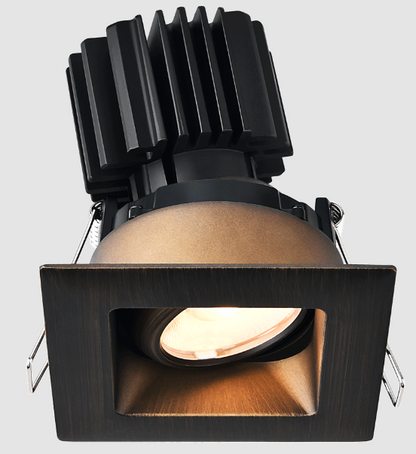 Lotus LED Lights L3G-SRW-BR-LB36-5C95 Tangra 3″ Gimbal Square Recessed Wide Bronze Trim, Lens Black, Beam Angle 36°, Multi-Color Temperature, CRI95