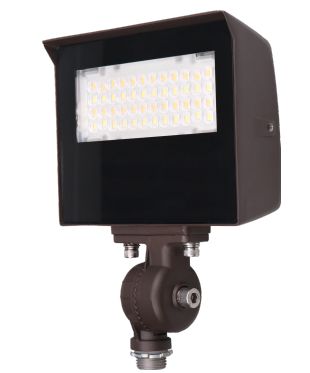 ESL Vision ESL-FLD-3060W-23050-BZ LED Flood Light, Selectable Wattage 30W/40W/50W/60W, Lumens 9,000, Multi-Color Temperature, Beam Angle Selectable, 120-277VAC, Bronze Finish, with on/off Photocell Integrated, Knuckle Mount Pre-installed