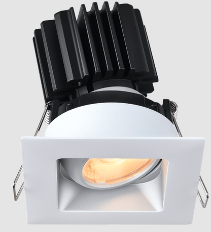 Lotus LED Lights L3G-SRW-AZ-LW50-5C98 Tangra 3″ Gimbal Square Recessed Wide Alzak Trim, Lens White, Beam Angle 50°, Multi-Color Temperature, CRI98