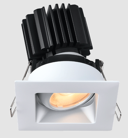 Lotus LED Lights L3G-SRW-AZ-RF50-1895 Tangra 3″ Gimbal Square Recessed Wide Alzak Trim, Reflector Frosted Glass, Beam Angle 50°, Color Temperature DTW 30K to 18K, CRI95