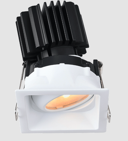 Lotus LED Lights L3G-SRT-WH-RC36-5C98 Tangra 3″ Gimbal Square Recessed Thin White Trim, Reflector Clear glass, Beam Angle 36°, Multi-Color Temperature, CRI98