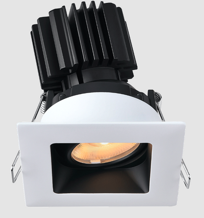 Lotus LED Lights L3G-SRW-WB-LB24-1895 Tangra 3″ Gimbal Square Recessed Wide White-Black Duo Trim, Lens Black, Beam Angle 24°, Color Temperature DTW 30K to 18K, CRI95