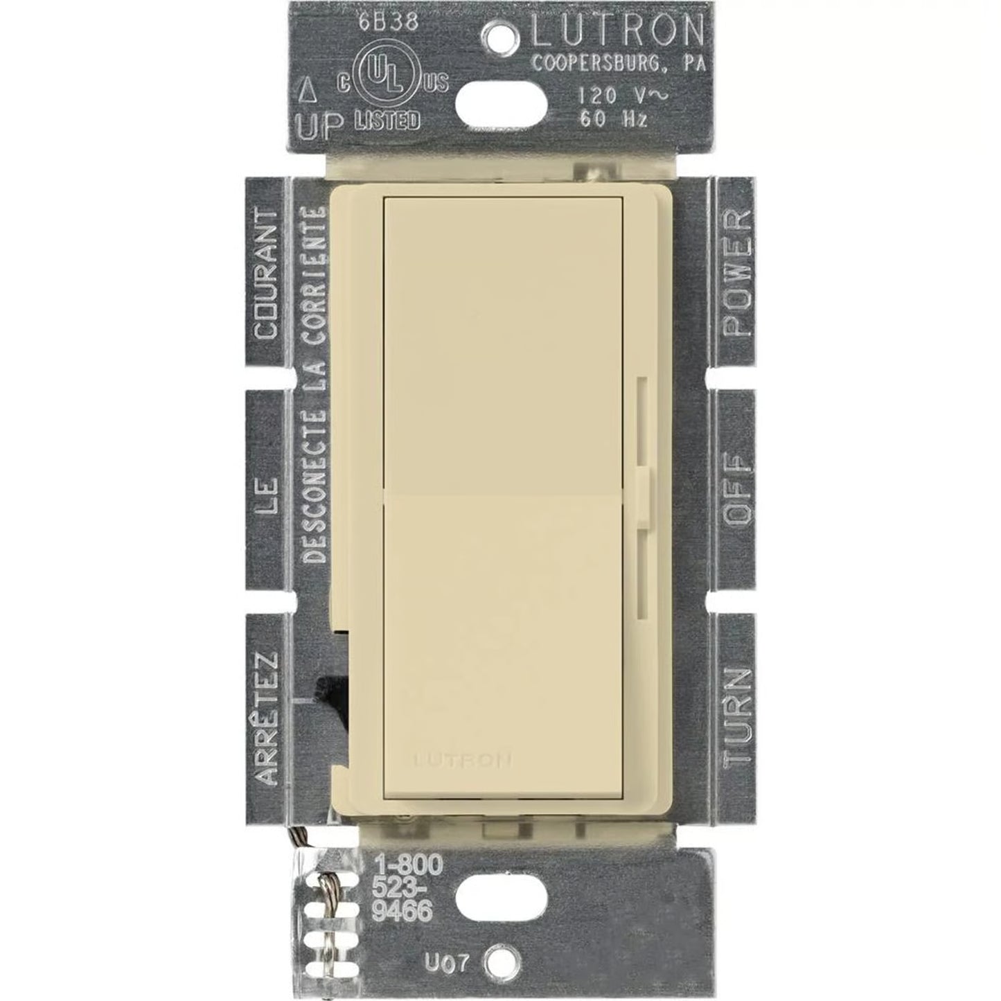 Lutron DV-10PH-IV Diva Dimmer Switch 1000W 120V Ivory Single Pole