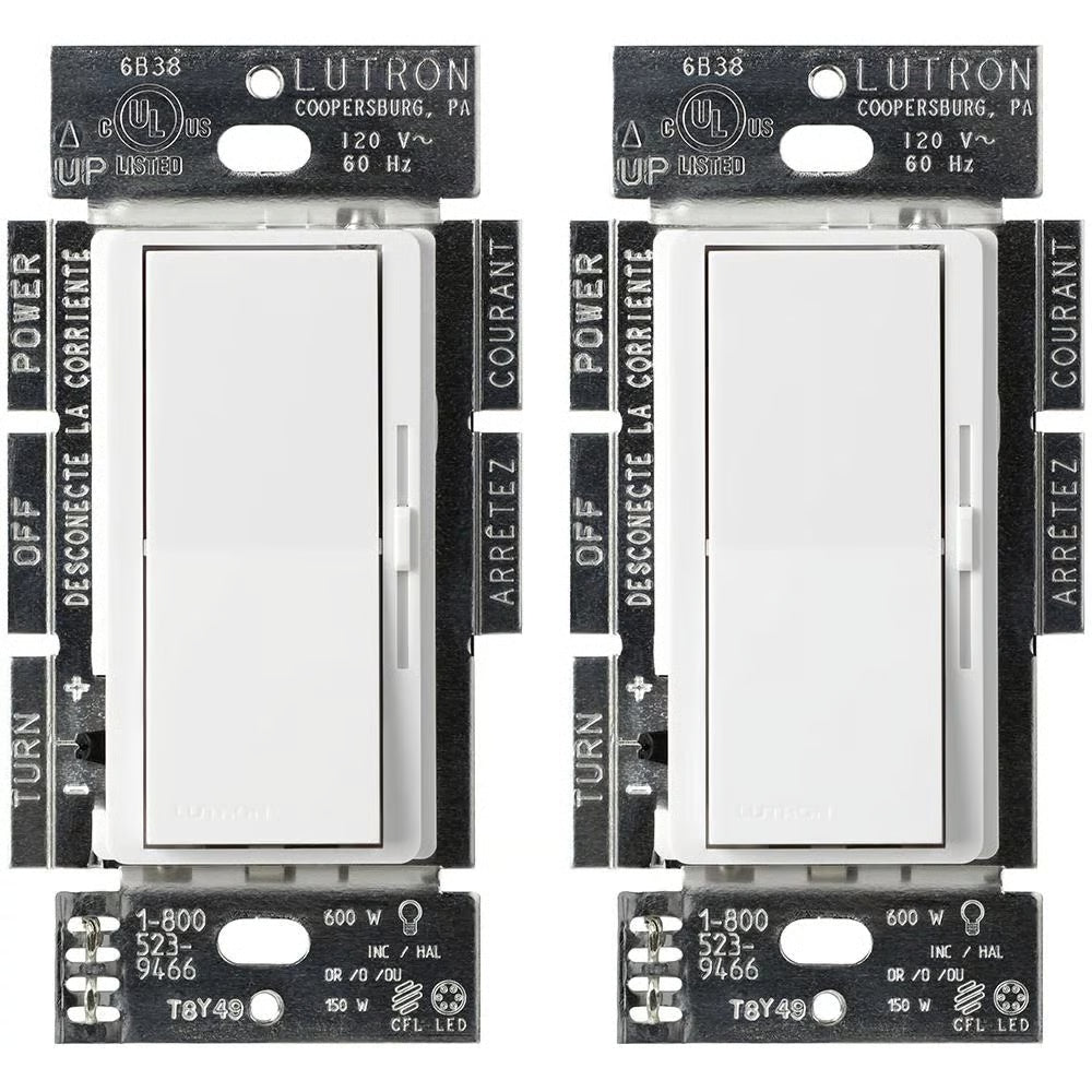 Lutron DVCL-153P-WH-2 Diva LED Plus Dimmer 150W 120V White 2 Pack