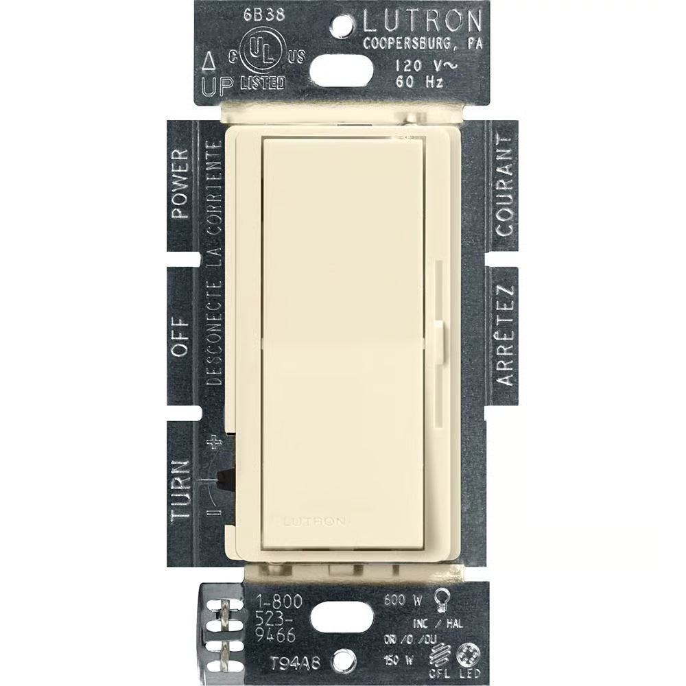 Lutron DVCL-153PH-AL Diva LED Plus Dimmer 150W 120V Almond Single Pole 3 Way