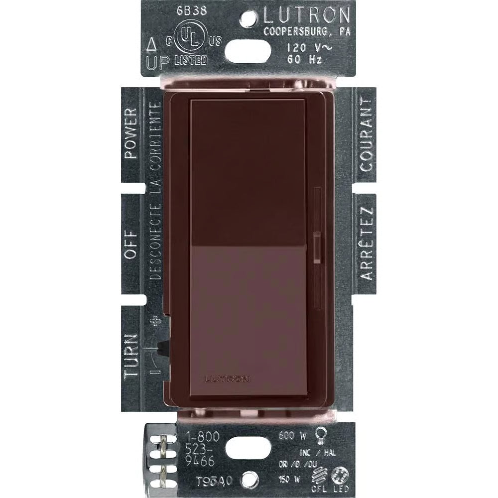 Lutron DVCL-153PH-BR Diva LED Plus Dimmer 150W 120V Brown Single Pole 3 Way