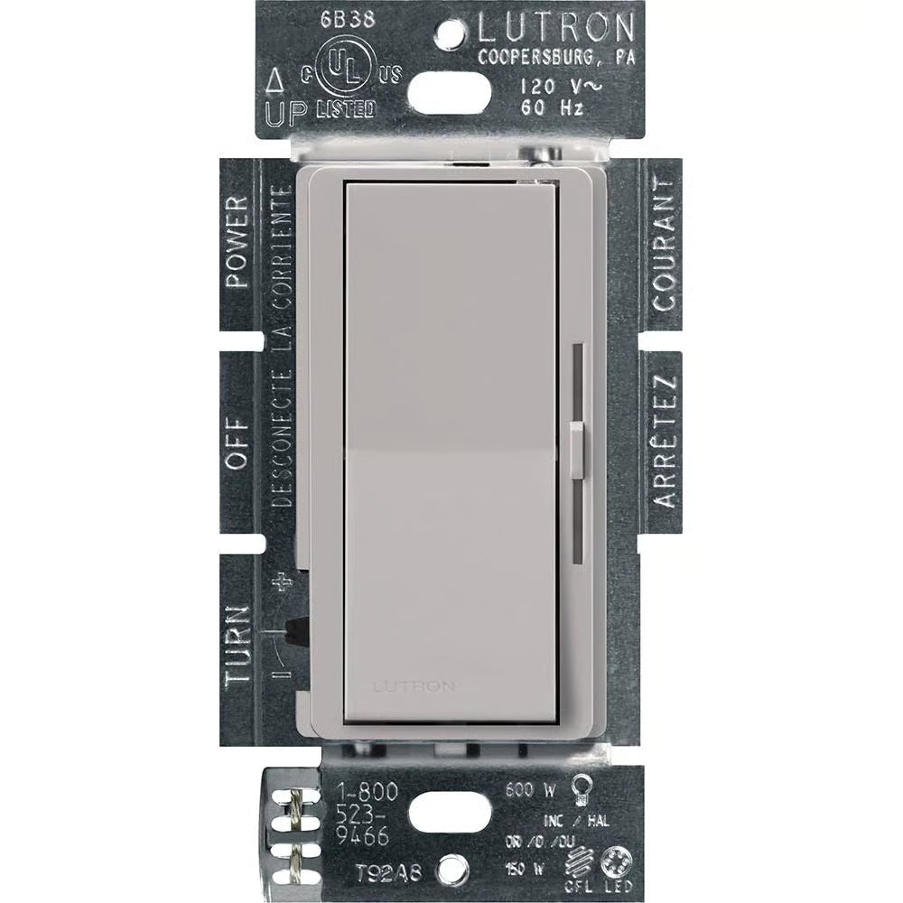 Lutron DVCL-153PH-GR Diva LED Plus Dimmer 150W 120V Gray Single Pole 3 Way