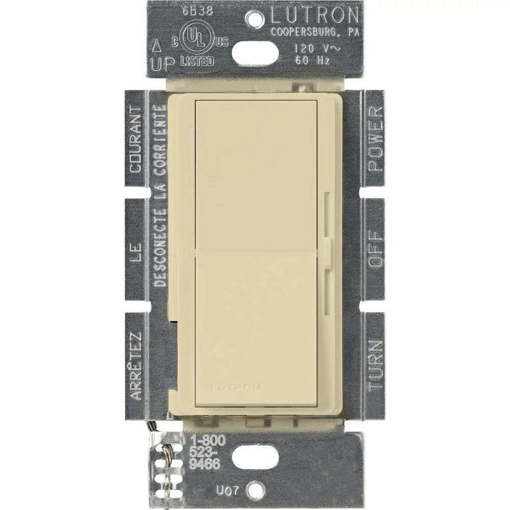 Lutron DVFSQ-FH-IV Diva Fan Control 3 Speed 120V Ivory Single Pole 3 Way